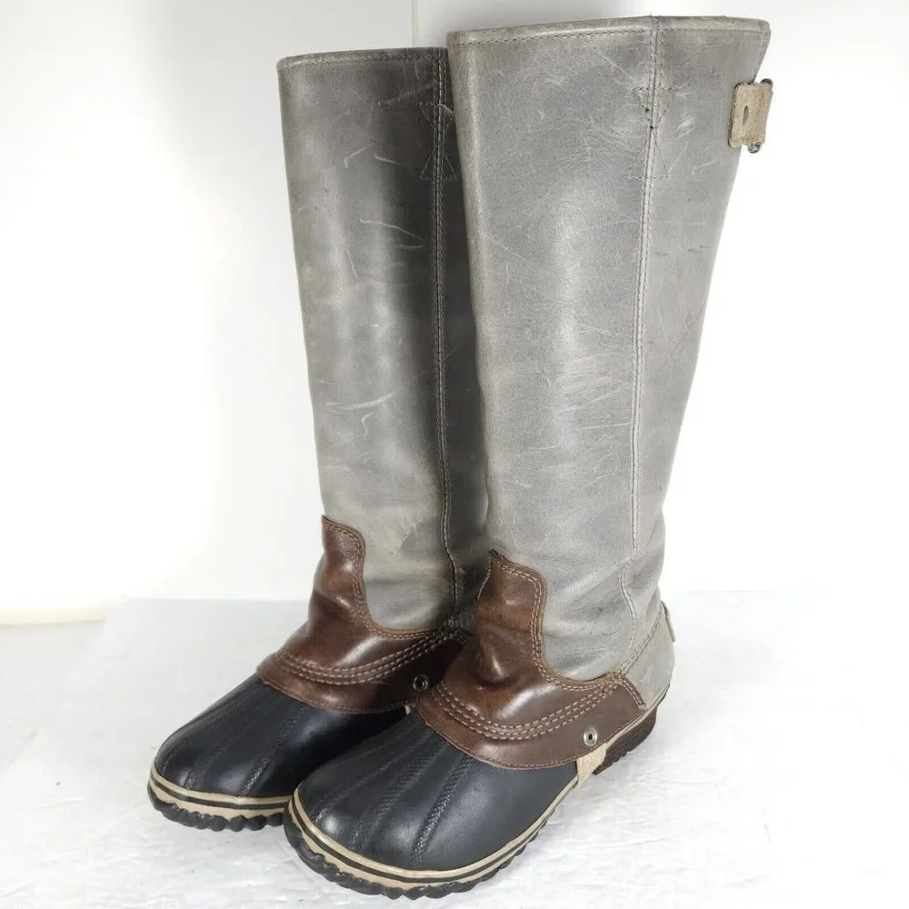 Sorel Women's Slimpack II US 7,5 Tall Gray Pull On Equestrian Riding Boots